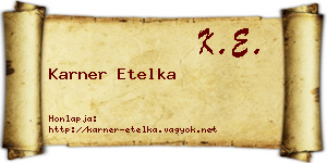 Karner Etelka névjegykártya
